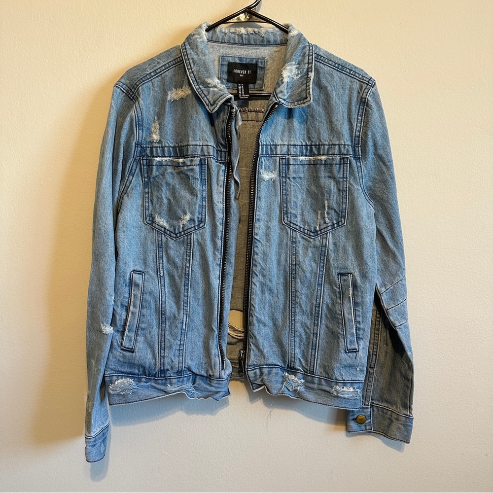 Forever 21 Mens Distressed Denim Jacket